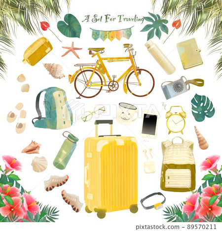 時尚旅行矢量素材的各種戶外用品插圖集 時尚旅行矢量素材的各種戶外用品插圖集 89570211