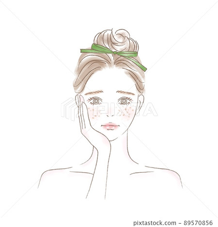 患有污漬的女性上半身的插圖 患有污漬的女性上半身的插圖 89570856