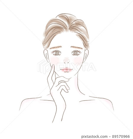 患有毛孔問題的女性上半身的插圖 患有毛孔問題的女性上半身的插圖 89570966
