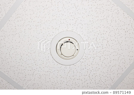 Firefighter warning on the ceiling close up 89571149