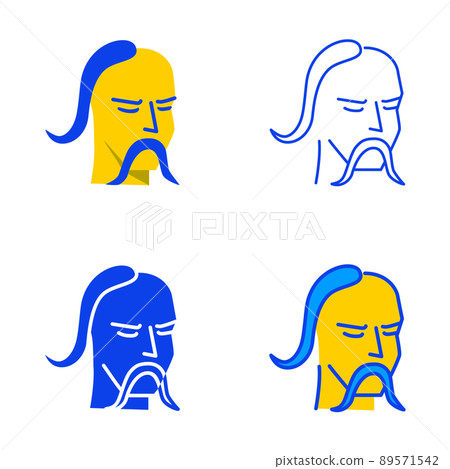 Ukrainian kozak icon set in flat and line style 89571542