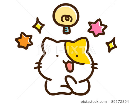 Handwritten style illustration of a cute cat character whose brain is activated and inspires Handwritten style illustration of a cute cat character whose brain is activated and inspires 89572894