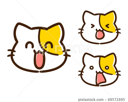 三隻貓的面部插圖集，面部表情各異 89572895