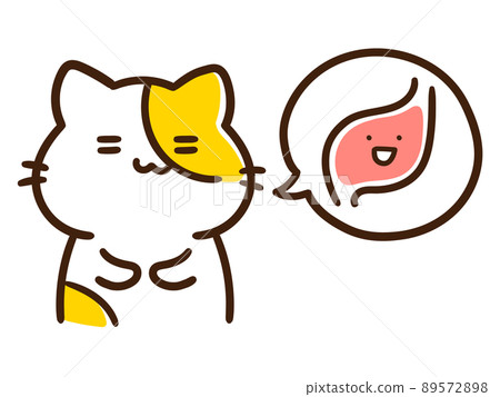 一個胃很好的可愛貓角色的手寫風格插圖 89572898