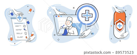 Health care program, online medical services, protection medicine, medical insurance, telemedicine metaphor Health care program, online medical services, protection medicine, medical insurance, telemedicine metaphor 89573523