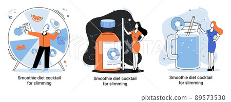 Green smoothie as healthy diet cocktail for slimming tiny person concept. Vegan detox food metaphor Green smoothie as healthy diet cocktail for slimming tiny person concept. Vegan detox food metaphor 89573530