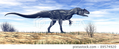 Allosaurus dinosaur in the desert - 3D render Allosaurus dinosaur in the desert - 3D render 89574920