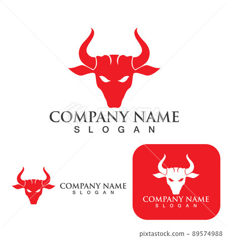 Bull head horn red logo animal vector 89574988