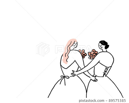 Wedding of a lesbian couple, no text (horizontal, right placement) 89575385