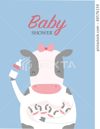 Design for baby shower invitations cards.Cute animal,poster,greeting,template,cow,Vector illustrations. Design for baby shower invitations cards.Cute animal,poster,greeting,template,cow,Vector illustrations. 89576159