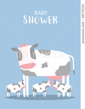 Design for baby shower invitations cards.Cute animal,poster,greeting,template,cow,Vector illustrations. Design for baby shower invitations cards.Cute animal,poster,greeting,template,cow,Vector illustrations. 89576161