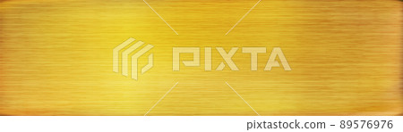 Brushed or polished gold metal texture background. Rectangle Realistic golden jewel backdrop. Vector 89576976