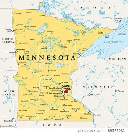 Saint Paul map, capital city of the USA state of Minnesota