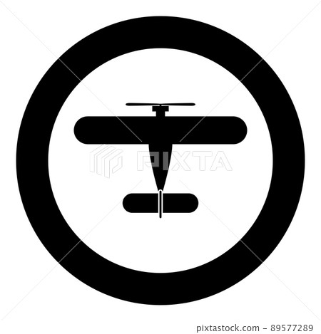 Propelier aircraft retro vintage small plane single engine icon in circle round black color vector illustration image solid outline style Propelier aircraft retro vintage small plane single engine icon in circle round black color vector illustration image solid outline style 89577289