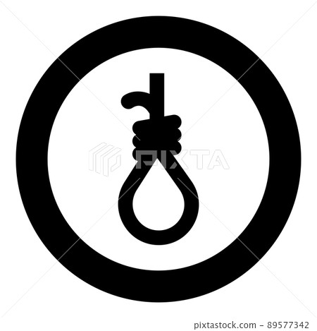 Loop for gallows hangman's noose Rope suicide lynching icon in circle round black color vector illustration image solid outline style 89577342