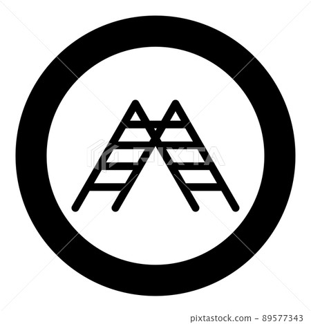 Ladder stepladder stairs icon in circle round black color vector illustration image solid outline style 89577343