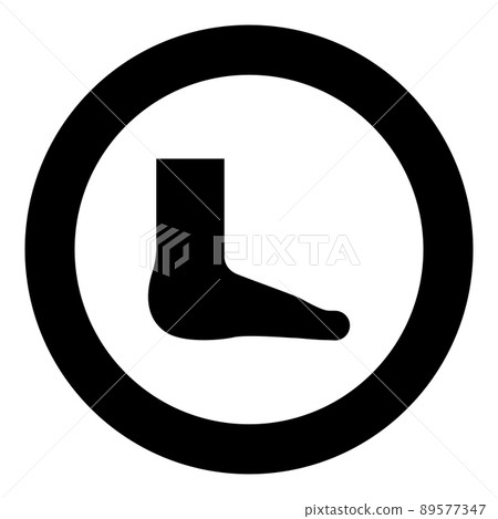 Foot care concept human ankle sole naked icon in circle round black color vector illustration image solid outline style Foot care concept human ankle sole naked icon in circle round black color vector illustration image solid outline style 89577347