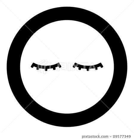Lashs mascara make up concept silhouette icon in circle round black color vector illustration image solid outline style Lashs mascara make up concept silhouette icon in circle round black color vector illustration image solid outline style 89577349