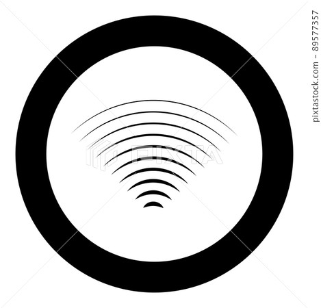 Radio wave wireless icon in circle round black...-插圖素材 [89577357] - PIXTA圖庫
