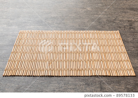 Perspective view of brown tablecloth for food on cement background. Empty space for your design 89578133