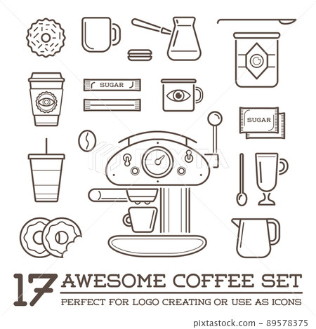 Set of Vector Coffee Elements and Coffee Accessories Illustration can be used as Logo or Icon in premium quality Set of Vector Coffee Elements and Coffee Accessories Illustration can be used as Logo or Icon in premium quality 89578375