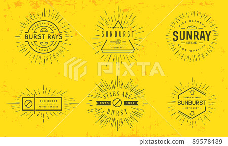 Sun burst vintage shapes collection set of sun ray frames retro vector design elements Sun burst vintage shapes collection set of sun ray frames retro vector design elements 89578489