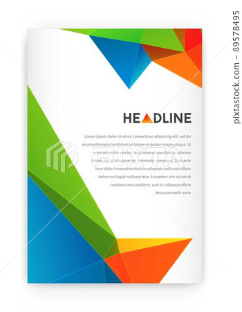 Visual identity with letter logo elements polygonal style Letterhead and geometric triangular design style brochure cover template mockups for business with Fictitious name 89578495