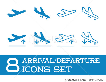 Aircraft or Airplane Icons Set Collection Vector Silhouette Arrivals Departure Aircraft or Airplane Icons Set Collection Vector Silhouette Arrivals Departure 89578507