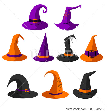 Set of witch hats, Halloween. vector isolated on a white background 89578542