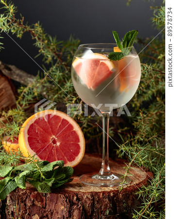 Gin and Tonic cocktail with grapefruit. Gin and Tonic cocktail with grapefruit. 89578734