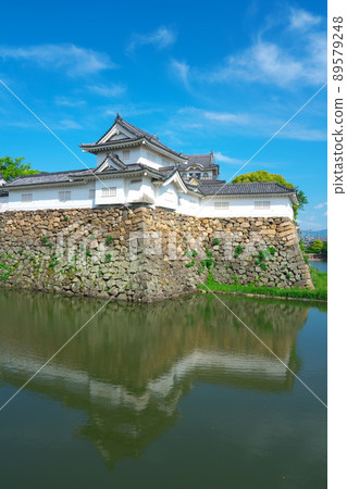 [Continued 100 Fine Castles in Japan] Kishiwada Castle: Early summer scenery of the reconstruction corner turret, Honmaru Ishigaki, and Uchibori 2 Kishiwada City, Osaka Prefecture 89579248