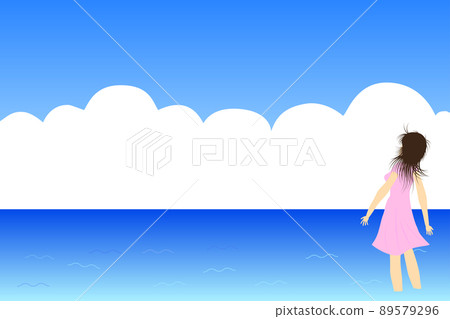 一個進入大海,仰望天空的女人。 一個進入大海,仰望天空的女人。 89579296