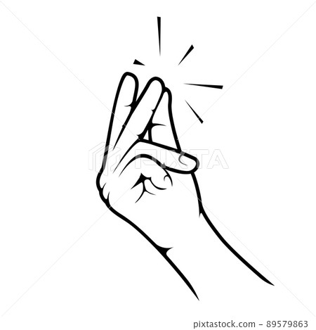 Snap of fingers, easy hand gesture, piece of cake sign, easily fingers click, elementary way done icon, vector 89579863