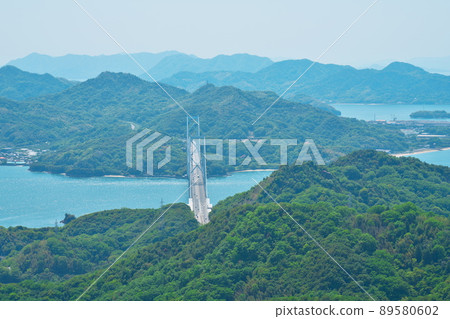 Early summer scenery of Shimanami Kaido seen from the observation deck of Mt. Takami, Mukaishima 3 Onomichi City, Hiroshima Prefecture Early summer scenery of Shimanami Kaido seen from the observation deck of Mt. Takami, Mukaishima 3 Onomichi City, Hiroshima Prefecture 89580602