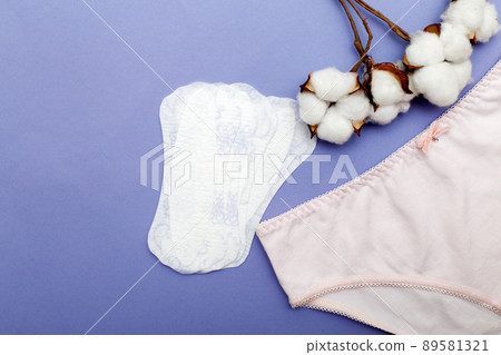women's briefs with cotton and panty liners . hygiene and women's health care concept women's briefs with cotton and panty liners . hygiene and women's health care concept 89581321
