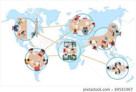 Distance learning or working around world vector 89581967