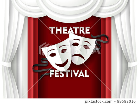 Vector paper cut theater festival poster template Vector paper cut theater festival poster template 89582016