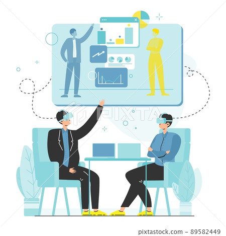 Meta verse vector business team virtual meeting Meta verse vector business team virtual meeting 89582449