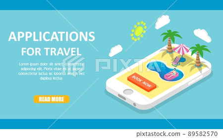 Mobile travel apps vector isometric illustration Mobile travel apps vector isometric illustration 89582570