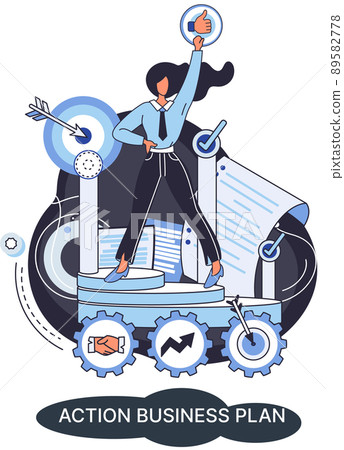 Action business plan, development strategies, foreseeing market risks. Company success secret Action business plan, development strategies, foreseeing market risks. Company success secret 89582778
