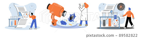 Medical research. Laboratory diagnostic services, medical device design and development scenes set metaphor Medical research. Laboratory diagnostic services, medical device design and development scenes set metaphor 89582822