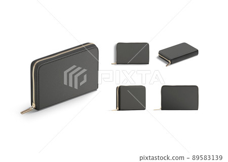 Blank black small money wallet mock up, different views 89583139