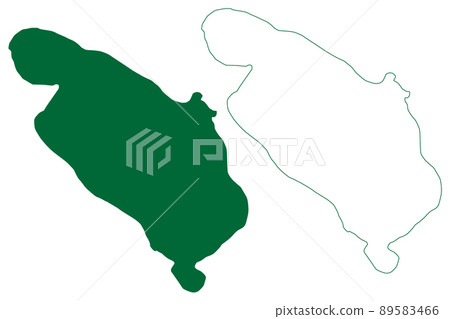 Therese island (Republic of Seychelles, Indian Ocean, Inner Islands) map vector illustration, scribble sketch Ile Therese map 89583466