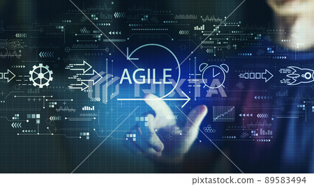 Agile concept with young man in the night Agile concept with young man in the night 89583494