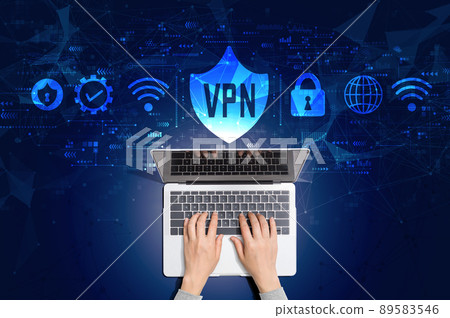 VPN concept with person using laptop 89583546