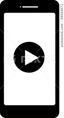 Smartphone-Video playback app Black and white silhouette icon Smartphone-Video playback app Black and white silhouette icon 89583671