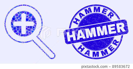 Blue Grunge Hammer Stamp Seal and Zoom In Mosaic Blue Grunge Hammer Stamp Seal and Zoom In Mosaic 89583672