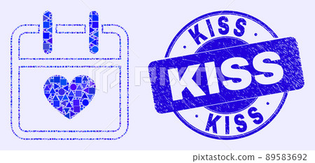 Blue Grunge Kiss Stamp and Valentine Calendar Page Mosaic Blue Grunge Kiss Stamp and Valentine Calendar Page Mosaic 89583692