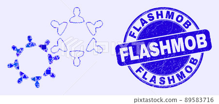 Blue Scratched Flashmob Seal and User Collaboration Mosaic Blue Scratched Flashmob Seal and User Collaboration Mosaic 89583716