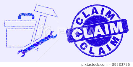 Blue Grunge Claim Stamp Seal and Toolbox Mosaic Blue Grunge Claim Stamp Seal and Toolbox Mosaic 89583756